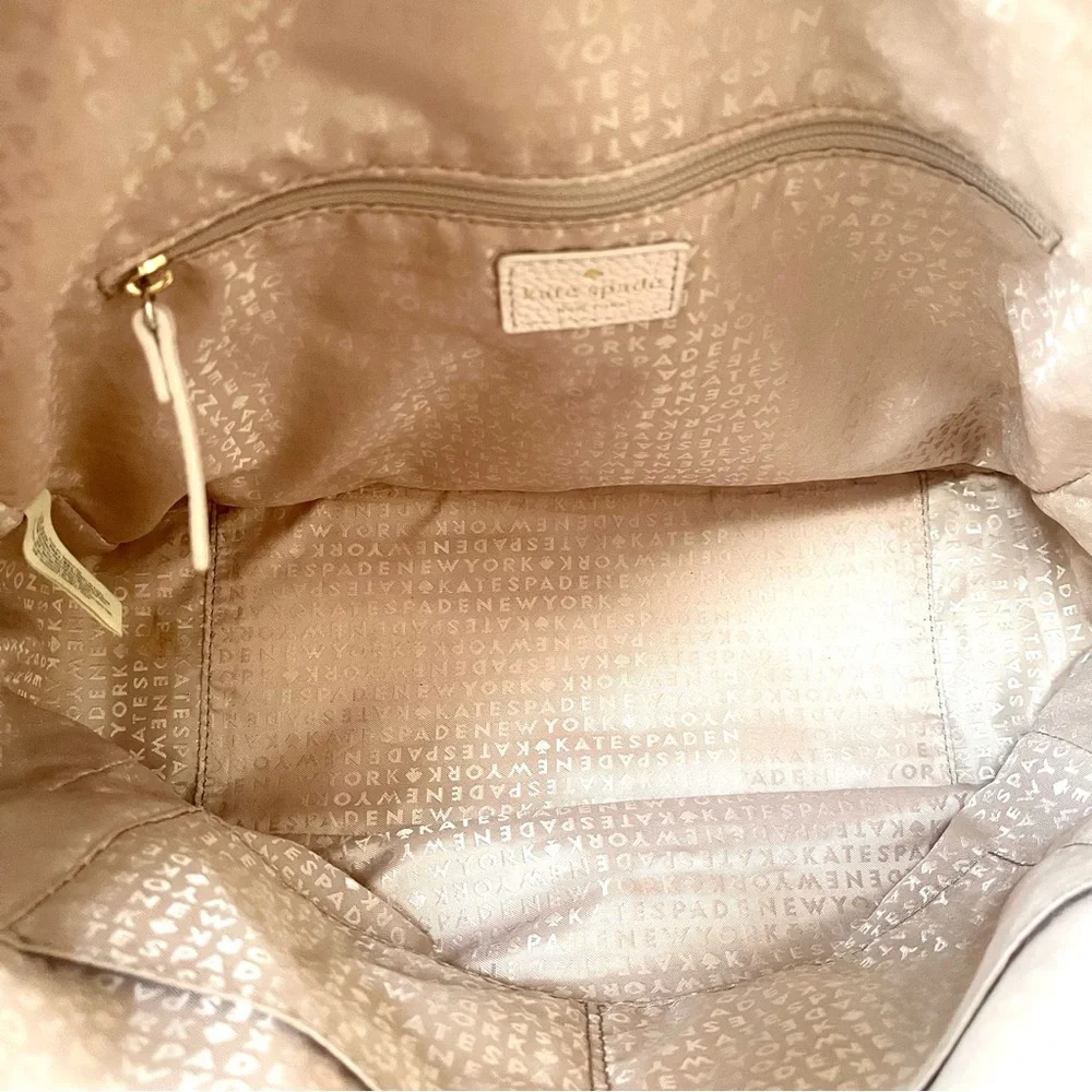 kate spade New York Cream Leather Tote Bag
